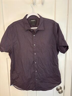 Bonobos Short Sleeve Button-Down Shirt in Purple Geometric Print
